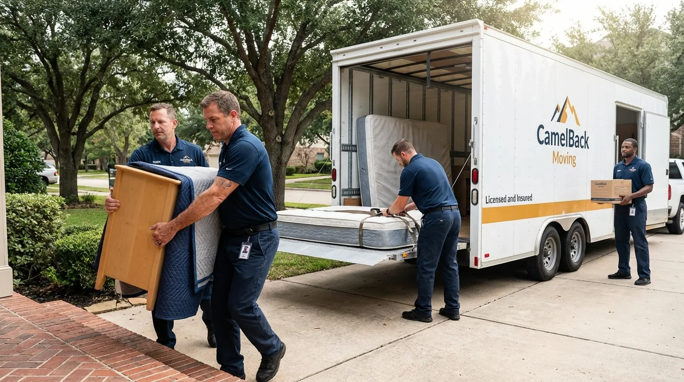 Crew loading residential truck for cross-state move from Whitefish, MT