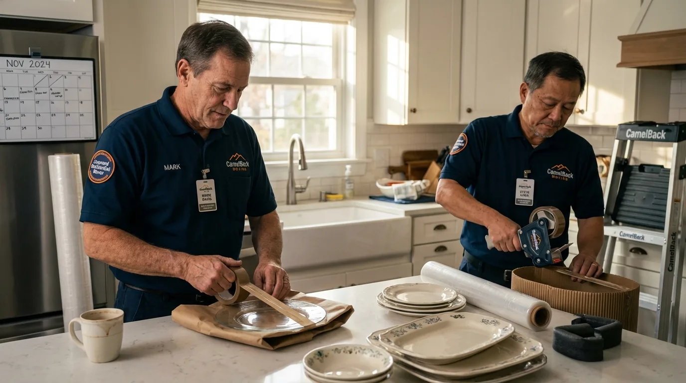 Professional crew packing kitchen dishware in Whitefish, MT